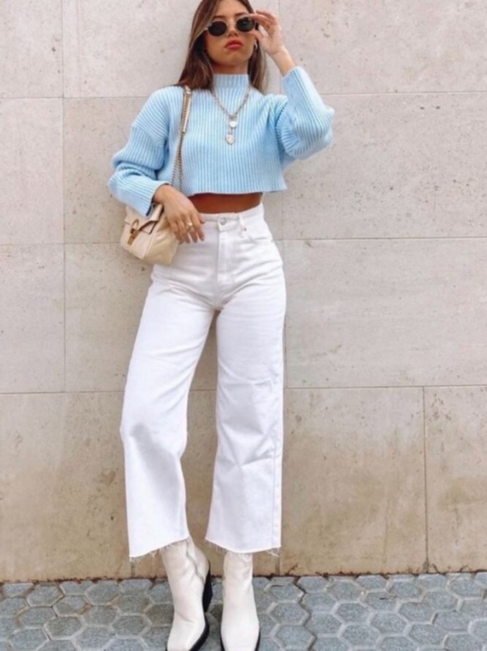 Zara White Ankle-Length Wide Crop Jeans